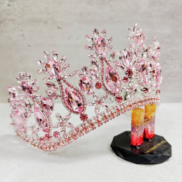 Pink Wedding Crown, Royal Princess Crown, Homecoming Prom, Quinceanera Crown main image 4